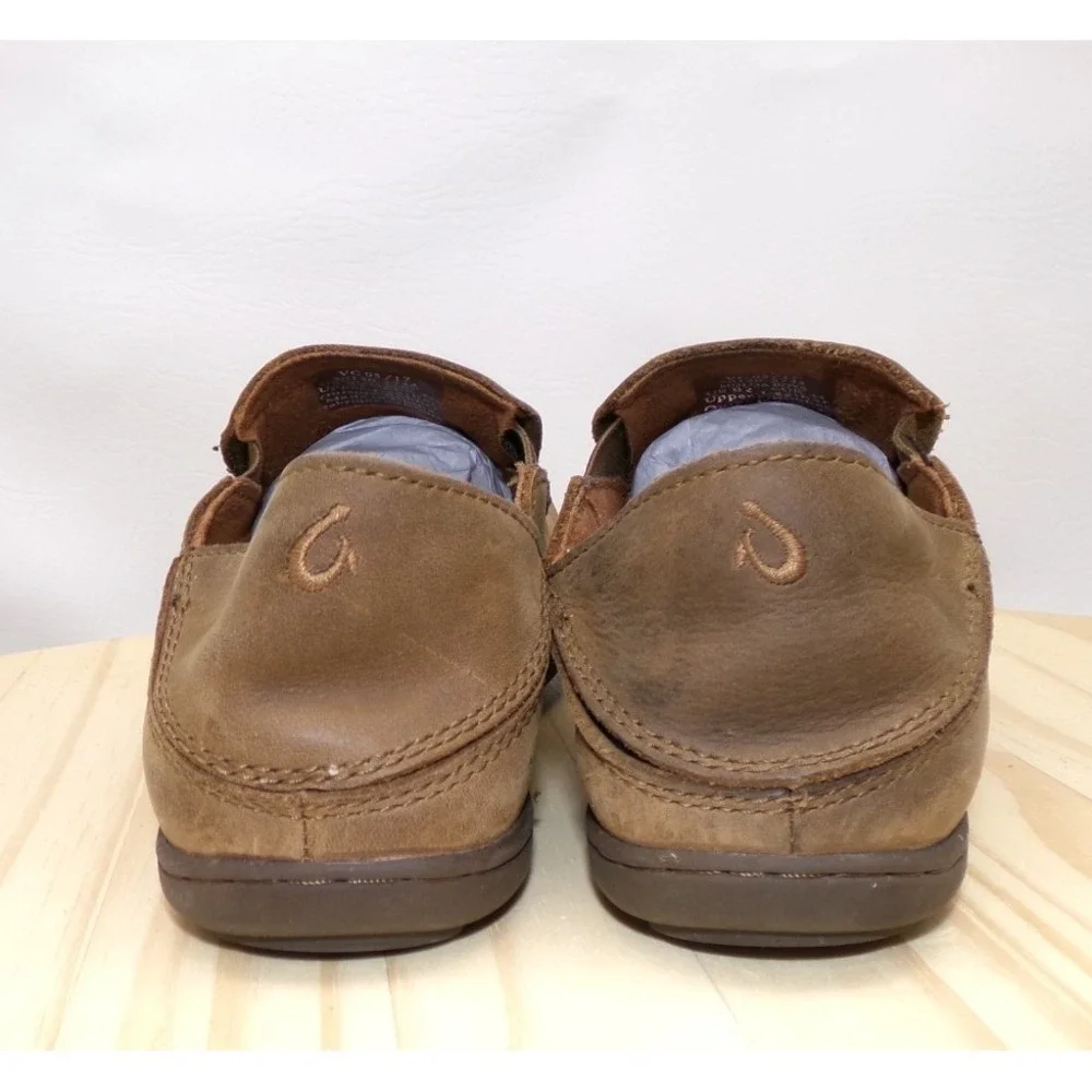 Olukai Moloa Boy Shoes Youth Boys Brown Size 2 Slip On Leather